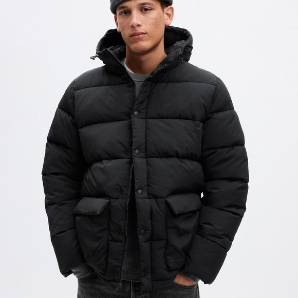 GAP Pure Recycled Big Puffer Jacket XL Black - Picture 1 of 4